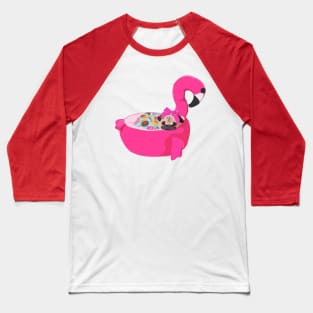 Cute Pug And Flamingo Baseball T-Shirt